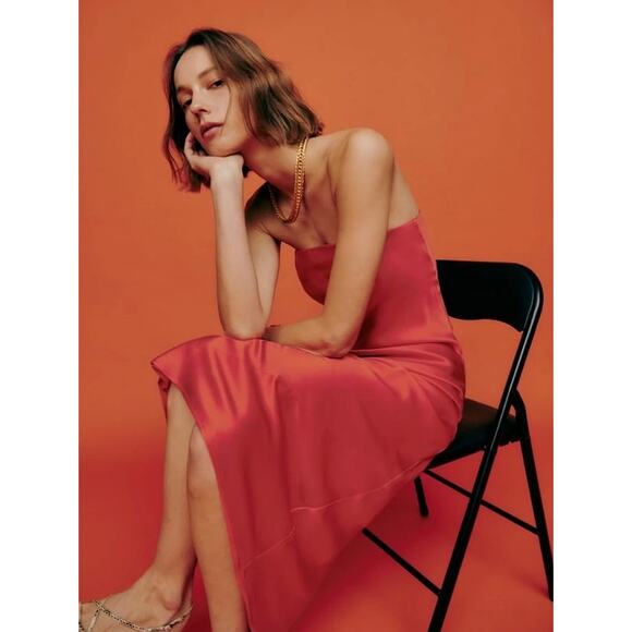 Reformation‎ Joana Silk Dress in Red Size Large